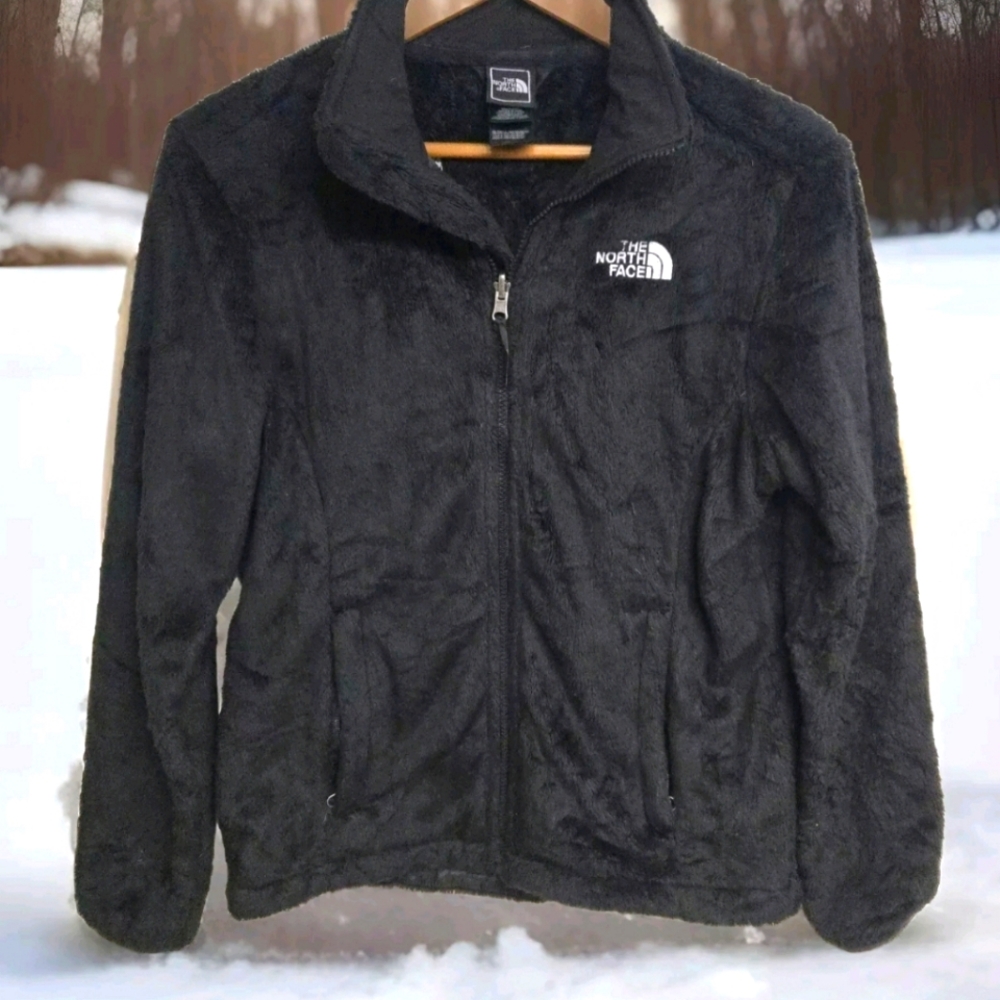 The North Face Black Ski Jacket with Full-Length Zipper and Stand-Up Collar